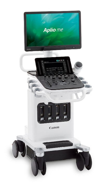Canon Medical's new midrange ultrasound scanner, Aplio me. Image courtesy of Canon Medical.