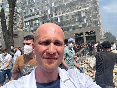 The search for survivors beneath the rubble was completed on Tuesday morning. All photos courtesy of Stanislav Rebenkov, MD.