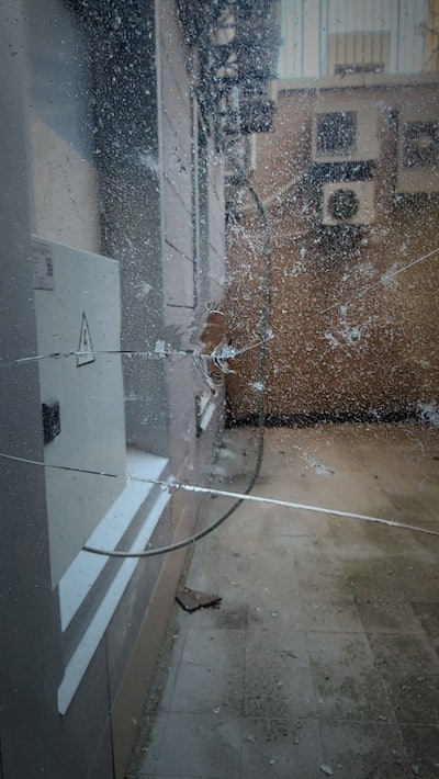 Clear evidence is still apparent of the damage caused by the rocket attack.