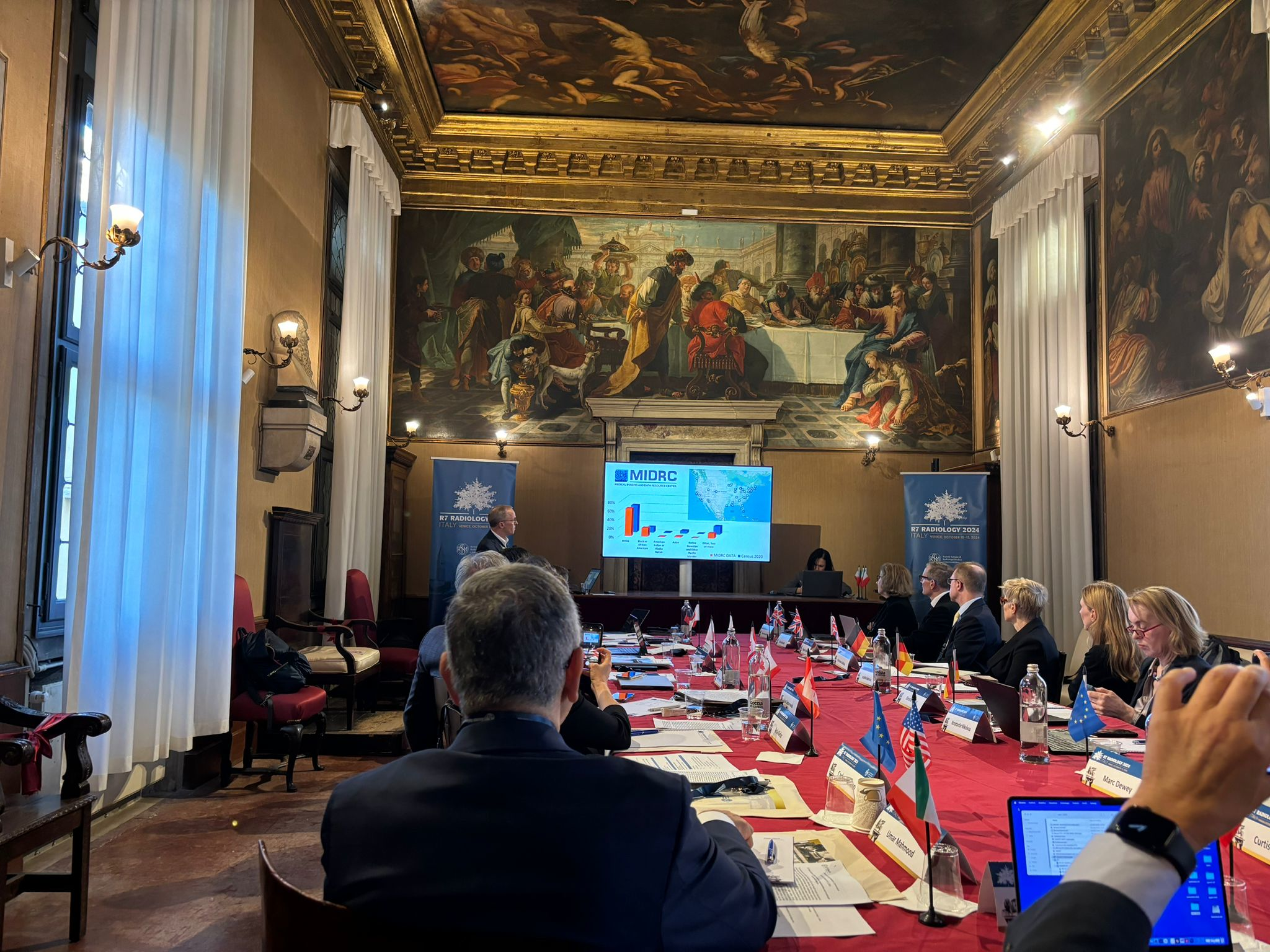 The Ateneo Veneto, founded in 1812 and the oldest cultural institute still operating in Venice, was chosen as the venue for 'R7 &ndash; Radiology International Forum of Scientific Societies of Radiology.' Photo courtesy of SIRM and Emanuele Neri, MD.
