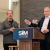 Eliot Siegel, MD, (left) and Charles Kahn Jr., MD, discuss Kahn's presentation at CMIMI 2024.