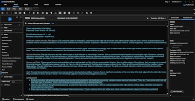 Smart Impression automatically creates draft impressions and recommendations for radiology reports. Image courtesy of Microsoft.