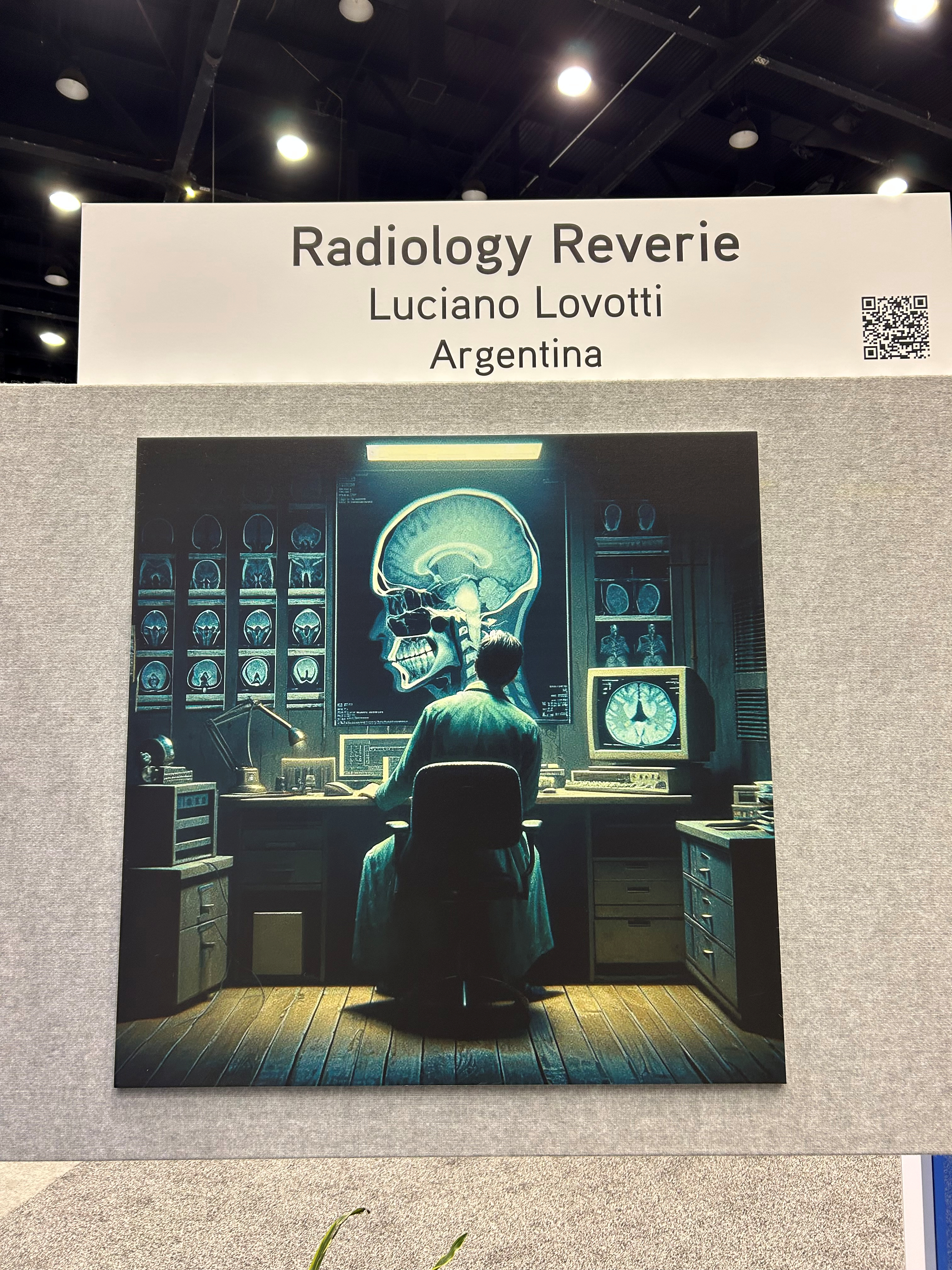 Winners of the RSNA 2024 Art Contest were displayed throughout the Learning Center at McCormick Place this year. Submissions were in three categories: Radiology Art (medical images altered to become works of art), Connections Through Art (images illustrating the power of connections), and Artificial Intelligence Art (images representing AI or created using AI).