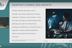 Magdalena Seng, MD, presents survey findings at RSNA 2024 showing the attitudes and perceptions of medical students when it comes to careers in radiology.