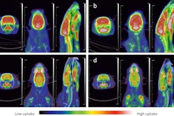 Micro-PET/CT images of rats. (a) At 24 hours in the control group, F-18 FDG uptake in rats brain tissue was normal, and the PET/CT images were red and white; (b) At 7 days in the control group, F-18 FDG uptake in rats brain tissue were normal, and the PET/CT images were red and white; (c) At 24 hours after TMT exposure, F-18 FDG uptake in rats brain tissue were in a low state, and the PET/CT images were orange and yellow. (d) 7 days after TMT exposure, F-18 FDG uptake in rats brain tissue further decreased, and the PET/CT images appeared yellow and light yellow. There was no significant difference in the uptake of muscle tissue between the model group and the control group, and the PET/CT image was blue. Image available for republishing under Creative Commons license (CC BY 4.0 DEED, Attribution 4.0 International) and courtesy of Scientific Reports.