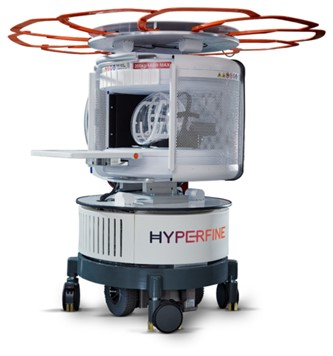 Hyperfine's AI-powered Swoop portable MR brain imaging system.