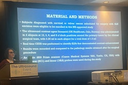 Priscilla Machado, MD, presents her team's research at AIUM 2025, showing how lymphosonography can be a useful tool in assessing sentinel lymph nodes (SLNs) in women with cervical or vulvar cancer.