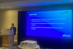 Arthur Broadstock, MD, presents research at AIUM 2025 showing how point-of-care ultrasound (POCUS) eduactors are using more nontraditional learning resources in their curricula.