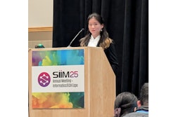 Kay Wu, MD, presents the research group's results with DeepSpine at SIIM 2025.