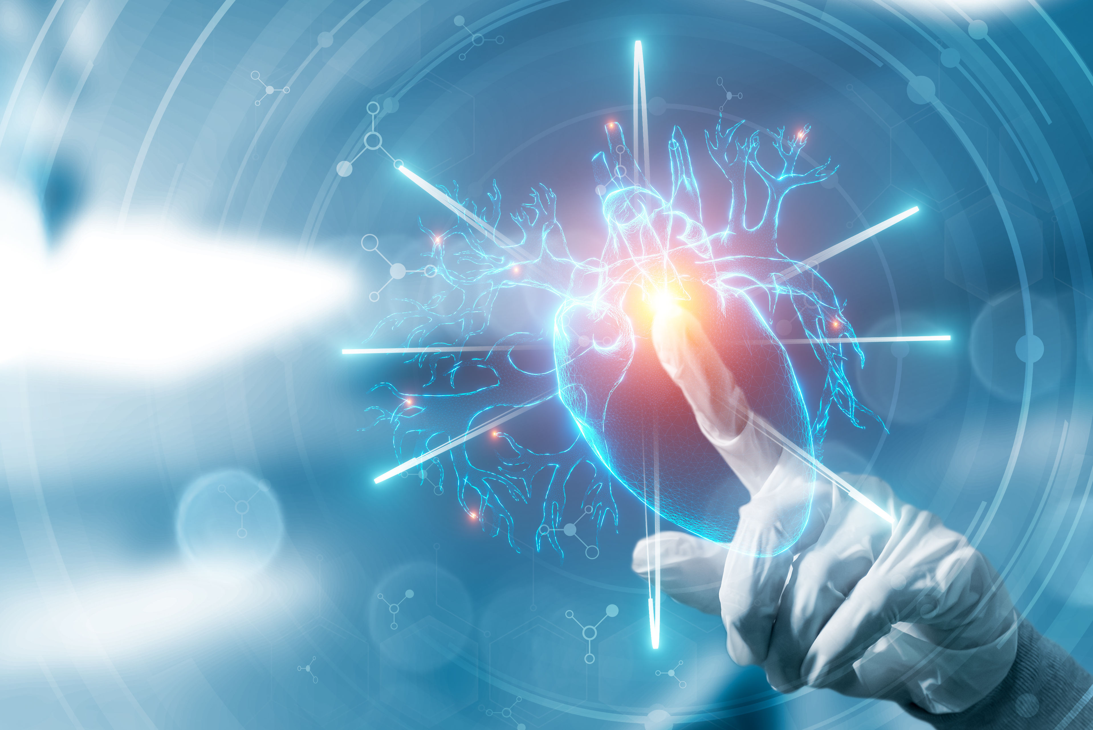 Hand Touching Heart Hologram Stock Have A Nice Day Thumbnail