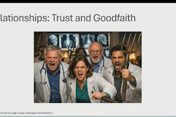 A ChatGPT-generated slide presented by Jack Brunner, MD, at ARRS on April 12, as he described fielding a flood of calls and messages from colleagues over Katz's comment.