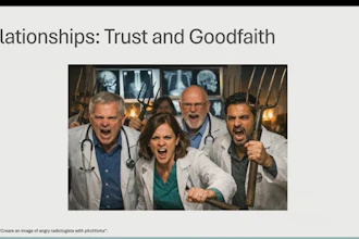 A ChatGPT-generated slide presented by Jack Brunner, MD, at ARRS on April 12, as he described fielding a flood of calls and messages from colleagues over Katz's comment.