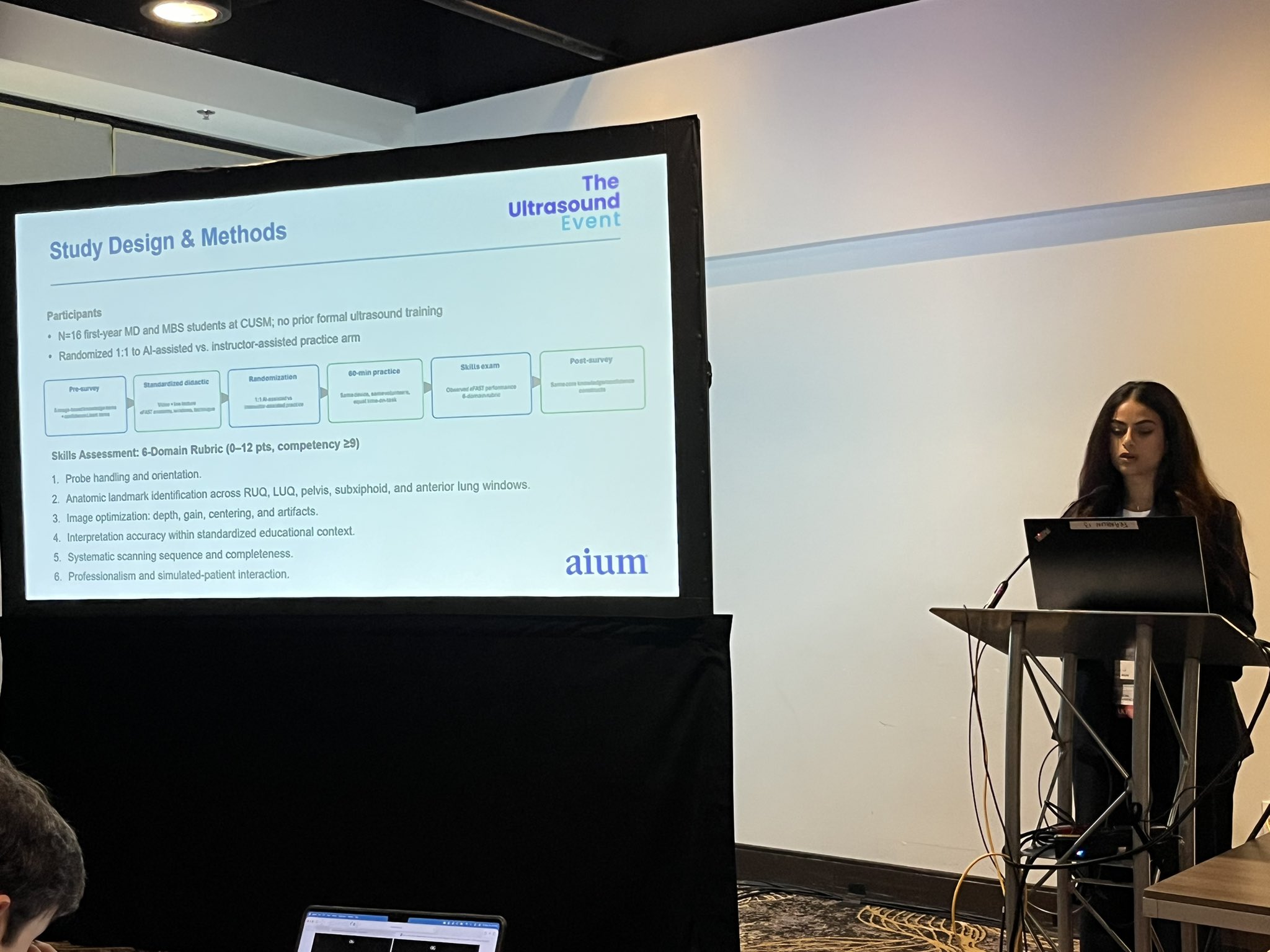 Nardine Francis from the California University of Science and Medicine presents research at AIUM 2026 showing how ChatGPT could help novice learners in eFAST training.