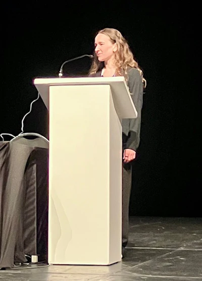 Caitlin Neher at ISMRM 2026 presents her team's results on how amplified MRI (aMRI) reveals how brain pulsatility in deep gray matter declines with age.