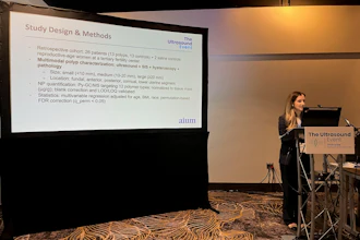 Hailie Ciomperlik, MD, from Baylor University presents her team's results at AIUM 2026, showing how a multimodal approach featuring ultrasound shows nanoplastic retention within endometrial polyps.