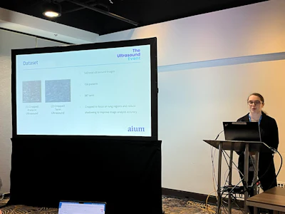 Nicole Adelson from Hofstra University presents findings at AIUM 2026 showing how an ultrasound-based AI model could help measure lung maturity in developing fetuses.