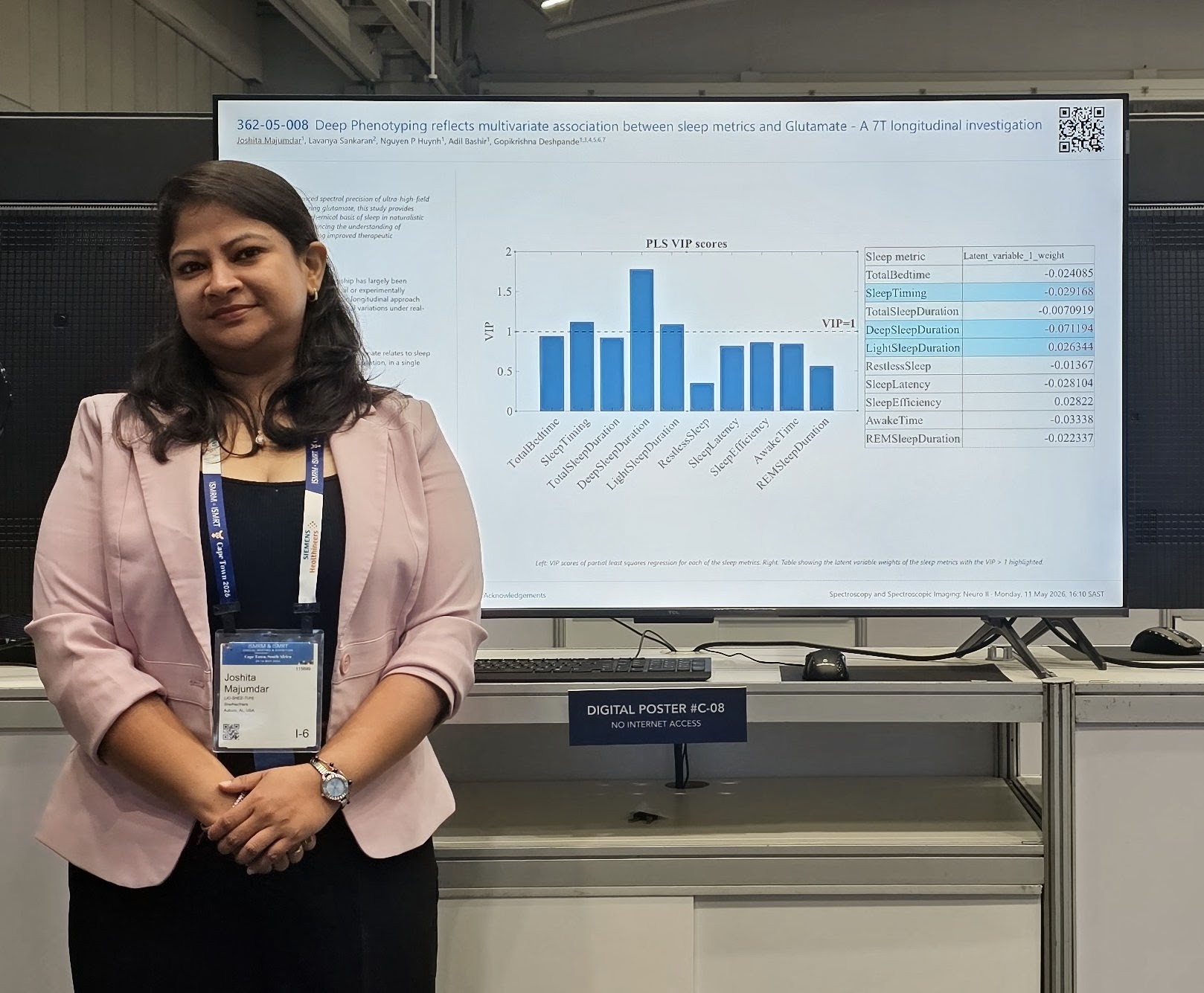 Joshita Majumdar, PhD candidate in electrical and computer engineering, presented a snapshot of 7T MRI research based at the Auburn University Neuroimaging Center in Alabama. Other team members not pictured include Nguyen Phuoc Huynh and Adil Bashir, PhD, both of Auburn&rsquo;s Samuel Ginn College of Engineering, and Lavanya Sankaran of California Health Sciences University in Fresno, CA.