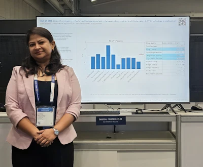 Joshita Majumdar, PhD candidate in electrical and computer engineering, presented a snapshot of 7T MRI research based at the Auburn University Neuroimaging Center in Alabama. Other team members not pictured include Nguyen Phuoc Huynh and Adil Bashir, PhD, both of Auburn’s Samuel Ginn College of Engineering, and Lavanya Sankaran of California Health Sciences University in Fresno, CA.