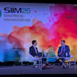 Jason Funderburk, MD (right), shares his thoughts on image sharing, AI, and what emerging technologies will bring in the near future in a fireside chat with incoming SIIM board chair Alex Towbin, MD (left).