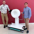 Wellumio co-founders Dr Shieak Tzeng and Dr Sergei Obruchkov with the Axana portable stroke detection device.