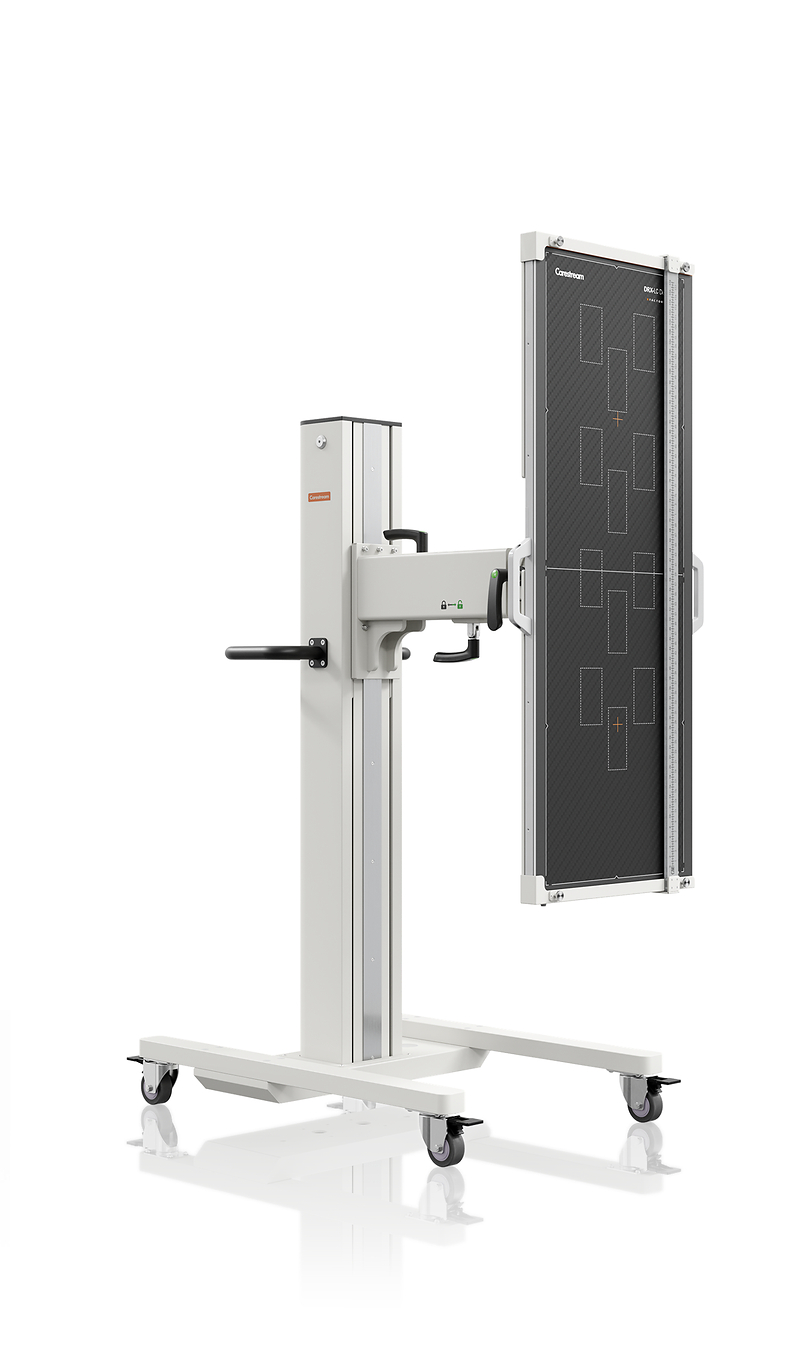 Updated version of Carestream's DXR-LC long-length imaging detector.