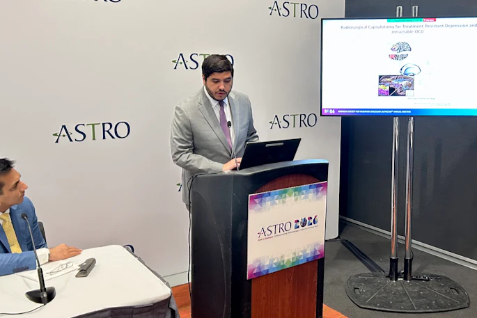 Mohamed Khattab, MD, presented result at an ASTRO media briefing September 29 on the use of stereotactic radiosurgical capsulotomy in patients with major depressive disorder.