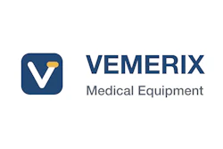 Vemerix Medical Equipment logo featuring navy blue rounded square with white checkmark and gold accent