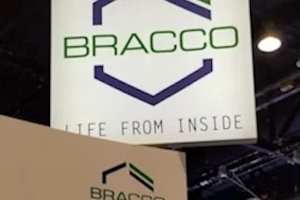 Bracco company logo with navy geometric design and 'Life From Inside' tagline on white signage