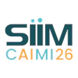 SIIM CAIMI 26 logo featuring teal text with turquoise and orange accents
