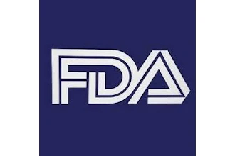 FDA logo - white letters on navy blue background