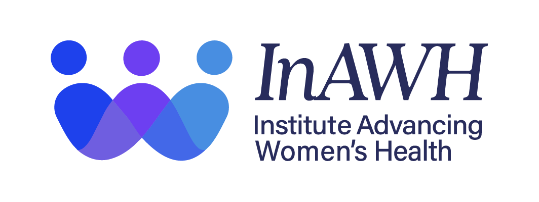 InAWH Institute Advancing Women's Health logo featuring three overlapping figures in blue and purple tones
