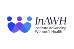 InAWH Institute Advancing Women's Health logo featuring three overlapping figures in blue and purple tones
