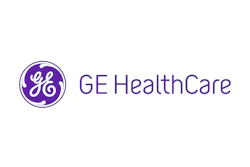 GE HealthCare logo with purple circular symbol and text wordmark